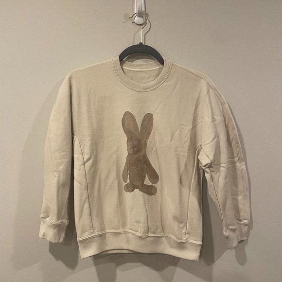jnby by JNBY Kids Beige Bunny Rabbit Crewneck Sweatshirt 100% Cotton size 10/12 - Picture 1 of 6